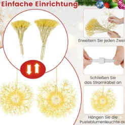 Leuchtkugel Weihnachten 2 Stück LED Kugeln Zum Hinhängen Weihnachtsbeleuchtung für außen und innen Gold