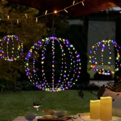Leuchtkugel Weihnachten 2 Stück LED Kugeln Zum Hinhängen & Hinstellen Weihnachtsbeleuchtung
