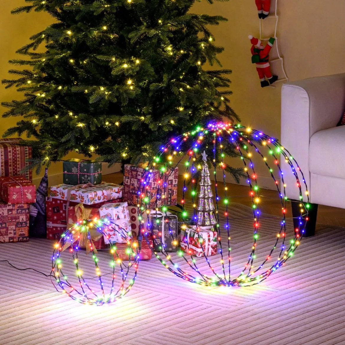 Leuchtkugel Weihnachten 2 Stück LED Kugeln Zum Hinhängen & Hinstellen Weihnachtsbeleuchtung