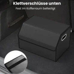 35L Faltbarer Auto-Kofferraum-Organizer aus Leder mit Deckel & Flexibler Trennwand Glatt