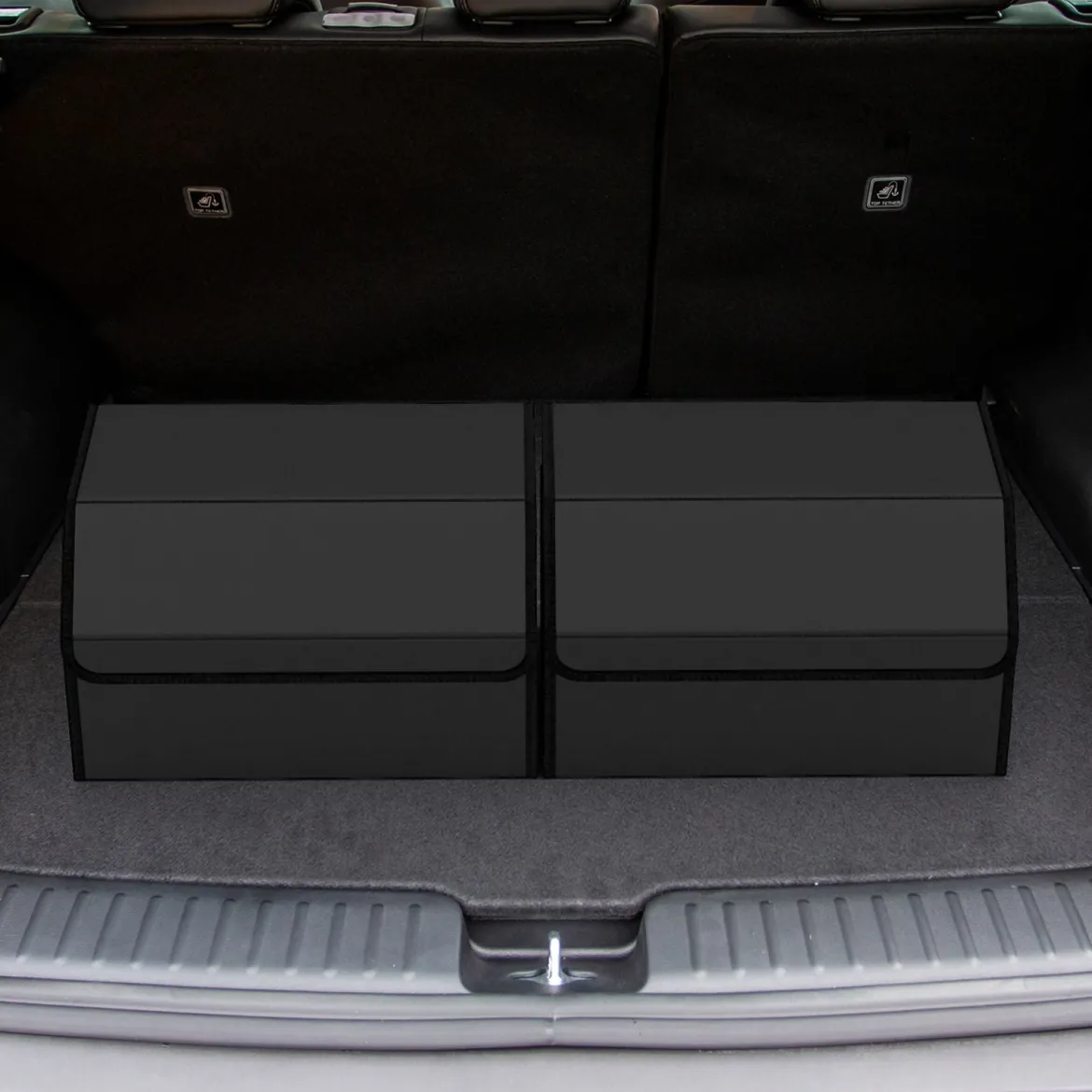 35L Faltbarer Auto-Kofferraum-Organizer aus Leder mit Deckel & Flexibler Trennwand Glatt