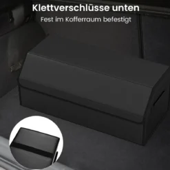 51L Faltbarer Auto-Kofferraum-Organizer aus Leder mit Deckel & Flexibler Trennwand Glatt
