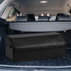 51L Faltbarer Auto-Kofferraum-Organizer aus Leder mit Deckel & Flexibler Trennwand Gesteppt