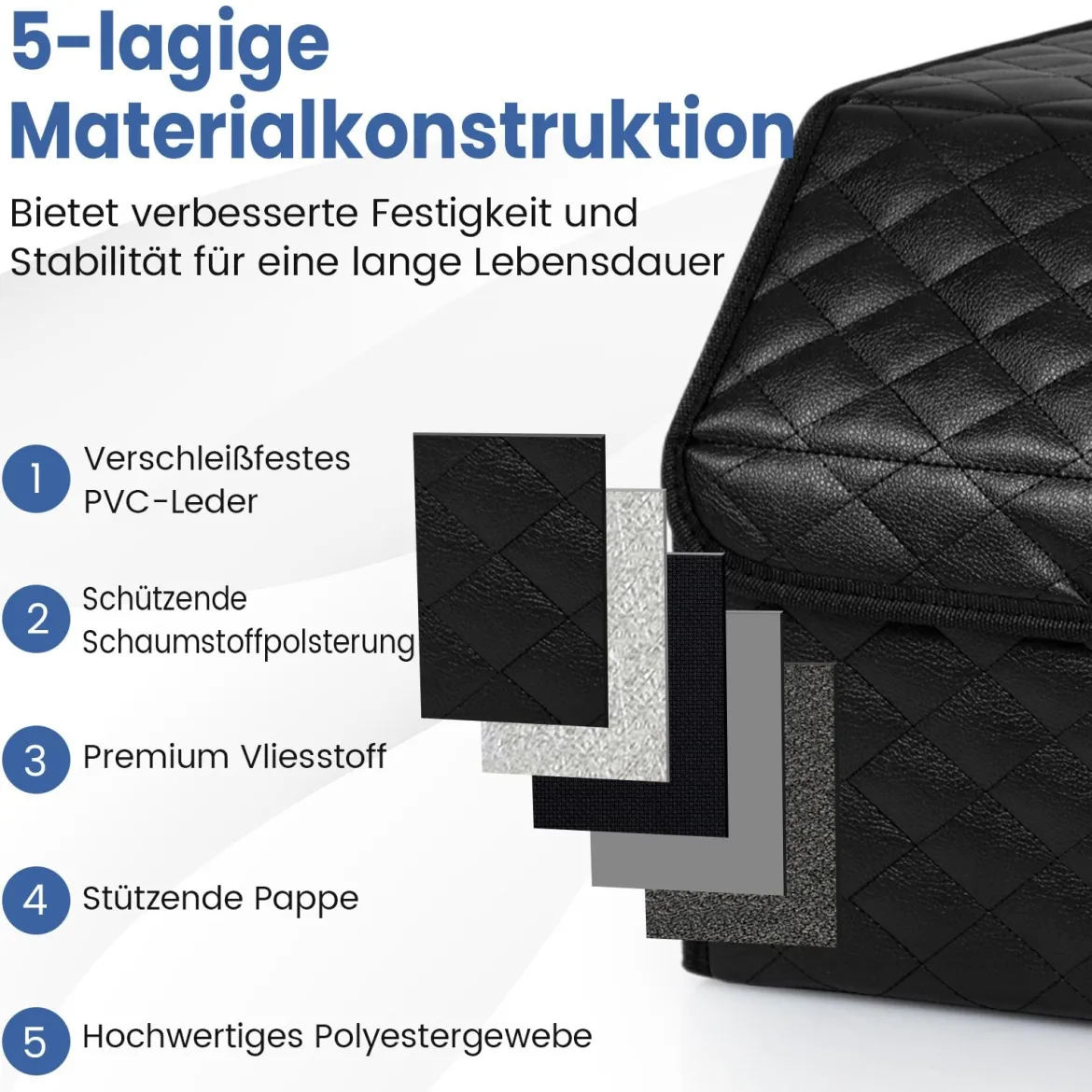 51L Faltbarer Auto-Kofferraum-Organizer aus Leder mit Deckel & Flexibler Trennwand Gesteppt