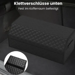51L Faltbarer Auto-Kofferraum-Organizer aus Leder mit Deckel & Flexibler Trennwand Gesteppt