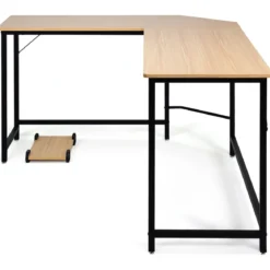 L-Form Computertisch PC Eckschreibtisch Winkelschreibtisch Schwarz/Natur/Kaffee 168 x 125 x 74 cm