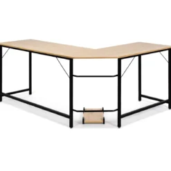 L-Form Computertisch PC Eckschreibtisch Winkelschreibtisch Schwarz/Natur/Kaffee 168 x 125 x 74 cm