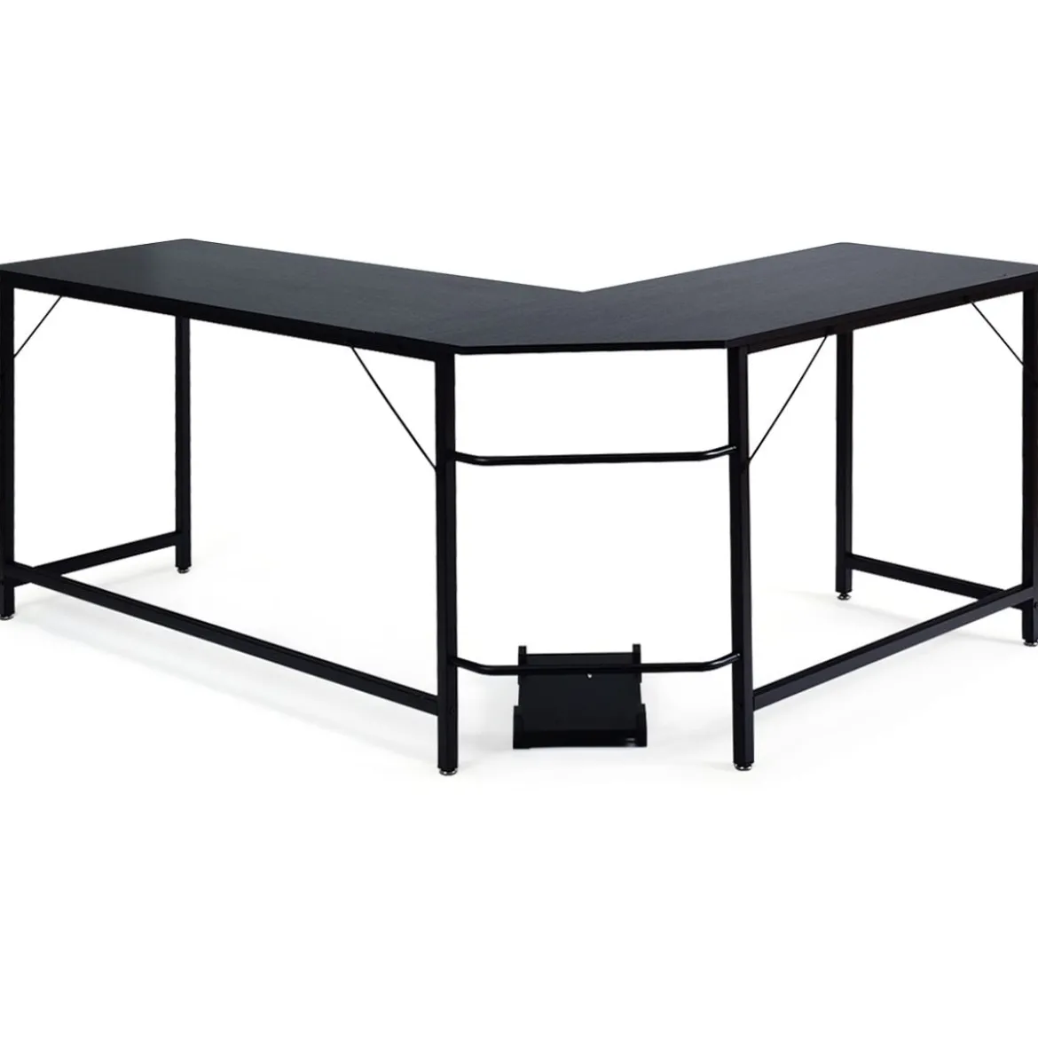 L-Form Computertisch PC Eckschreibtisch Winkelschreibtisch Schwarz/Natur/Kaffee 168 x 125 x 74 cm