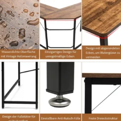 L-Form Computertisch PC Eckschreibtisch Winkelschreibtisch Schwarz/Natur/Kaffee 168 x 125 x 74 cm