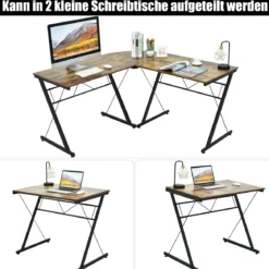 L-Form Schreibtisch Computertisch Winkelschreibtisch Arbeitstisch Braun