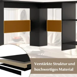 L-Form Schreibtisch mit 2 Kabellöchern & Ablagefächern Eckschreibtisch 130 x 130 x 74 cm Schwarz