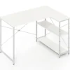 L-förmiger Computer Desk umkehrbarer Eckschreibtisch mit verstellbarem Regal Weiß