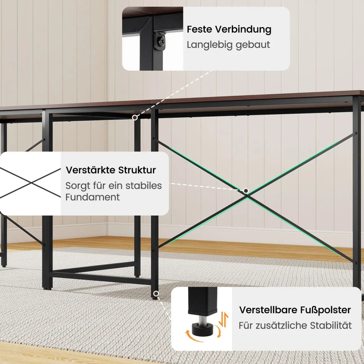 L-förmiger Computertisch Umwandelbarer Eckschreibtisch mit Abnehmbarem Monitorständer