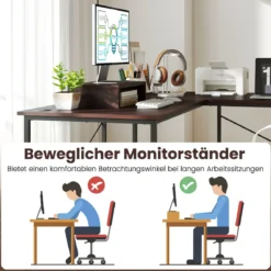L-förmiger Computertisch Umwandelbarer Eckschreibtisch mit Abnehmbarem Monitorständer