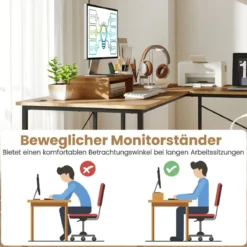 L-förmiger Computertisch Umwandelbarer Eckschreibtisch mit Abnehmbarem Monitorständer