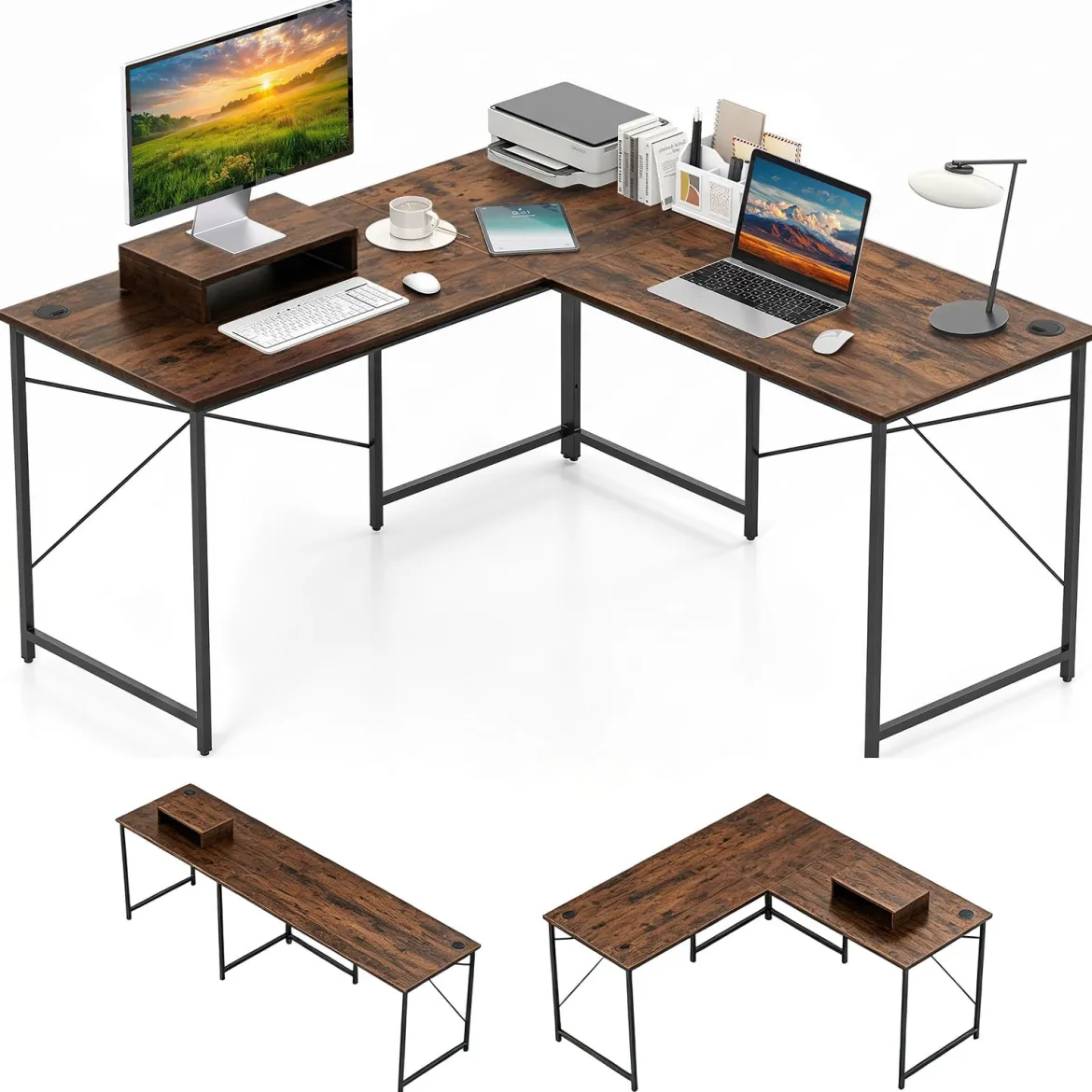 L-förmiger Computertisch Umwandelbarer Eckschreibtisch mit Abnehmbarem Monitorständer