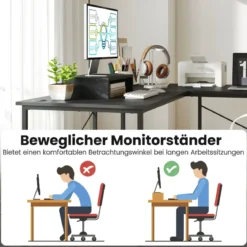 L-förmiger Computertisch Umwandelbarer Eckschreibtisch mit Abnehmbarem Monitorständer