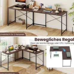 L-förmiger Computertisch Umwandelbarer Eckschreibtisch mit Abnehmbarem Monitorständer