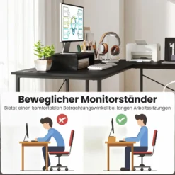 L-förmiger Computertisch Umwandelbarer Eckschreibtisch mit Abnehmbarem Monitorständer