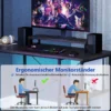 L-förmiger Gaming Schreibtisch mit LED-Streifen & Steckdosen Eckschreibtisch Computertisch Grau
