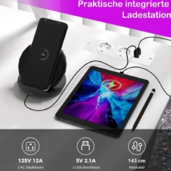 L-förmiger Gaming-Schreibtisch mit Steckdosen & USB-Anschlüssen mit Monitorregal Computertisch