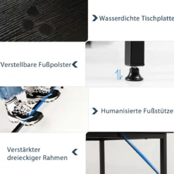 L-förmiger Schreibtisch Computertisch mit Metallgestell & Fußstütze 138 x 60 x 75 cm Schwarz
