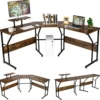 L-förmiger Schreibtisch Eckschreibtisch mit Monitorständer 225 x 48 x 91 cm Braun