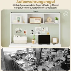 L-förmiger Schreibtisch mit Bücherregal Eckschreibtisch Gaming Tisch Computertisch Weiß