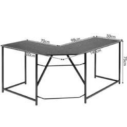 L-förmiger Schreibtisch mit Runder Ecke Moderner Computertisch 148 × 120 × 75 cm Schwarz