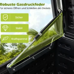 300 L Gartenbox großer HDPE-Aufbewahrungsbox mit Gasdruckfedern & abschließbarem Deckel Schwarz