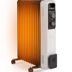Ölgefüllter Heizkörper Elektroheizung mit 3 Heizstufen 49 x 24 x 62 cm Schwarz