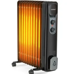 Ölgefüllter Heizkörper Tragbare Elektroheizung mit 3 Heizstufen 50 x 24 x 62 cm Schwarz
