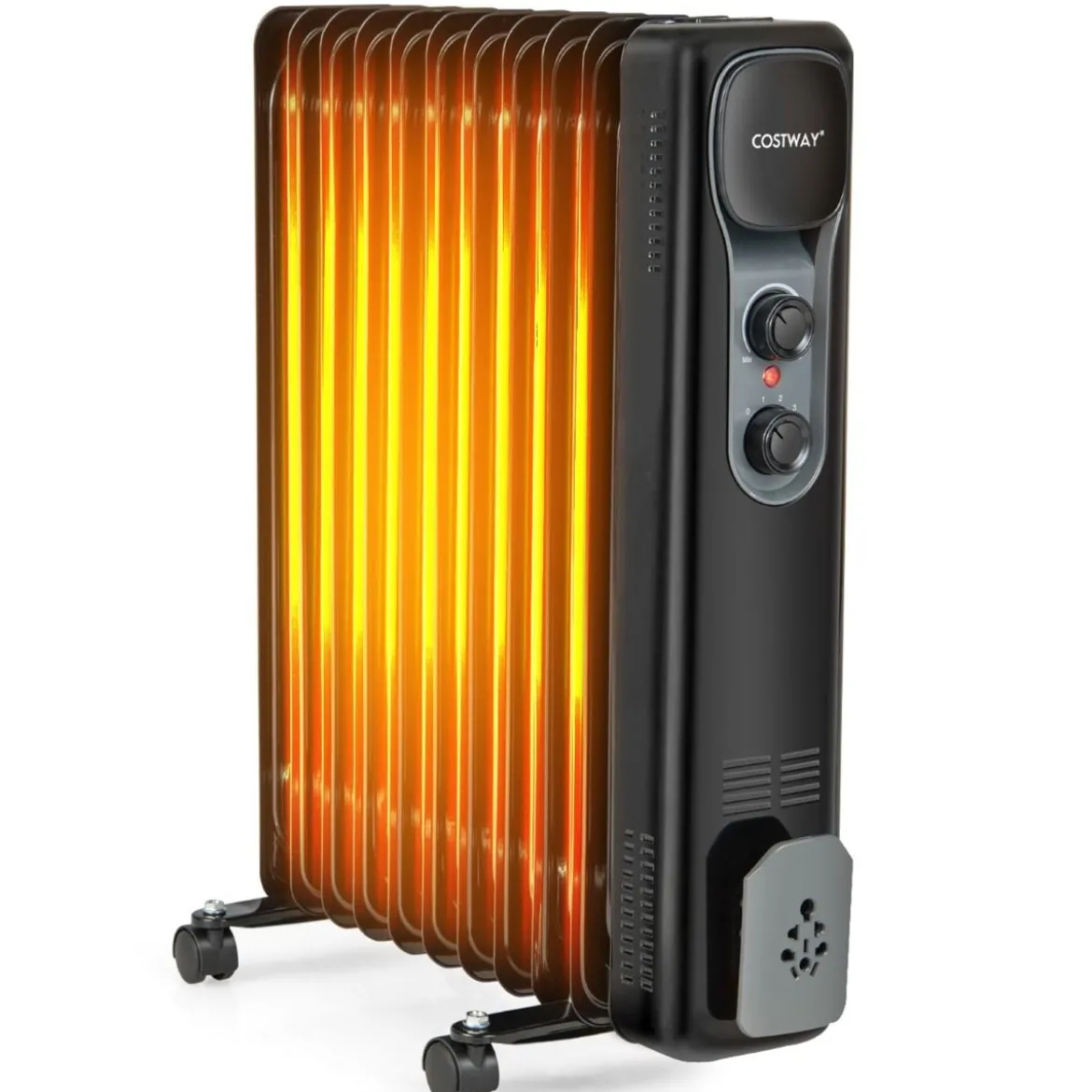 Ölgefüllter Heizkörper Tragbare Elektroheizung mit 3 Heizstufen 50 x 24 x 62 cm Schwarz