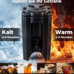 16,5 L Getränkespender mit Zapfhahn Heiß- & Kaltgetränkespender Stapelbare Isolierkanne Schwarz