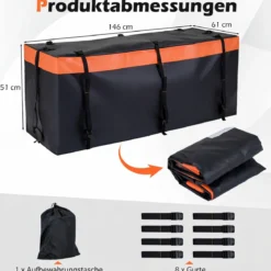455 L Heckbox für Anhängerkupplung mit Riemen & Aufbewahrungstasche Wasserdichte Gepäcktasche