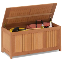 220L Holz Gartenbox mit Deckel Holztruhe bis 150 kg Belastbar Auflagenbox Aufbewahrungsbox