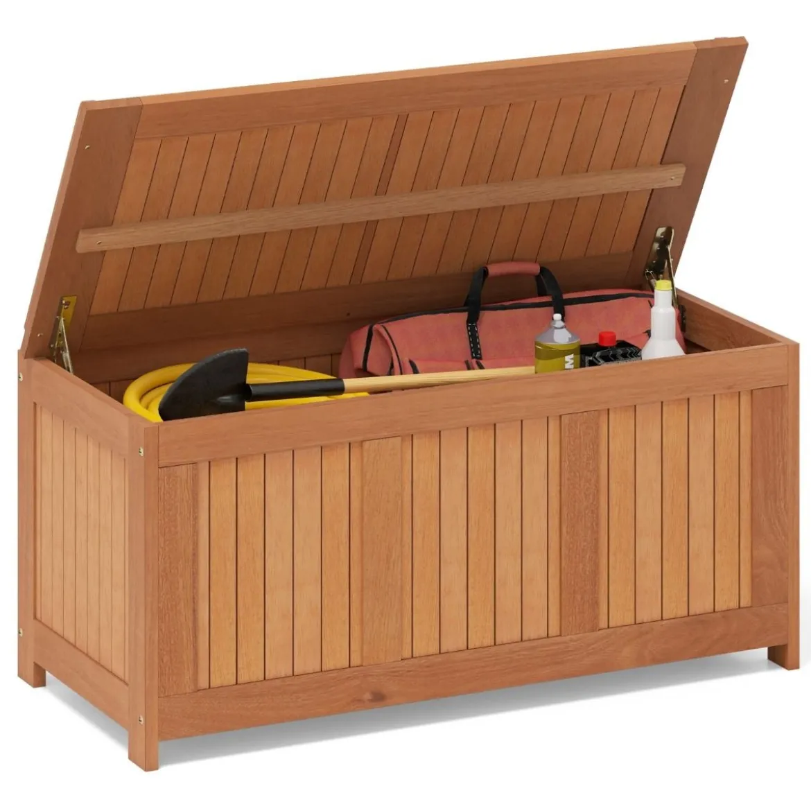 220L Holz Gartenbox mit Deckel Holztruhe bis 150 kg Belastbar Auflagenbox Aufbewahrungsbox