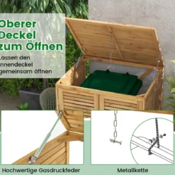 120 L Holz Mülltonnenhaus mit Öffnendem Deckel & Doppeltüren & Abschließbarem Riegel