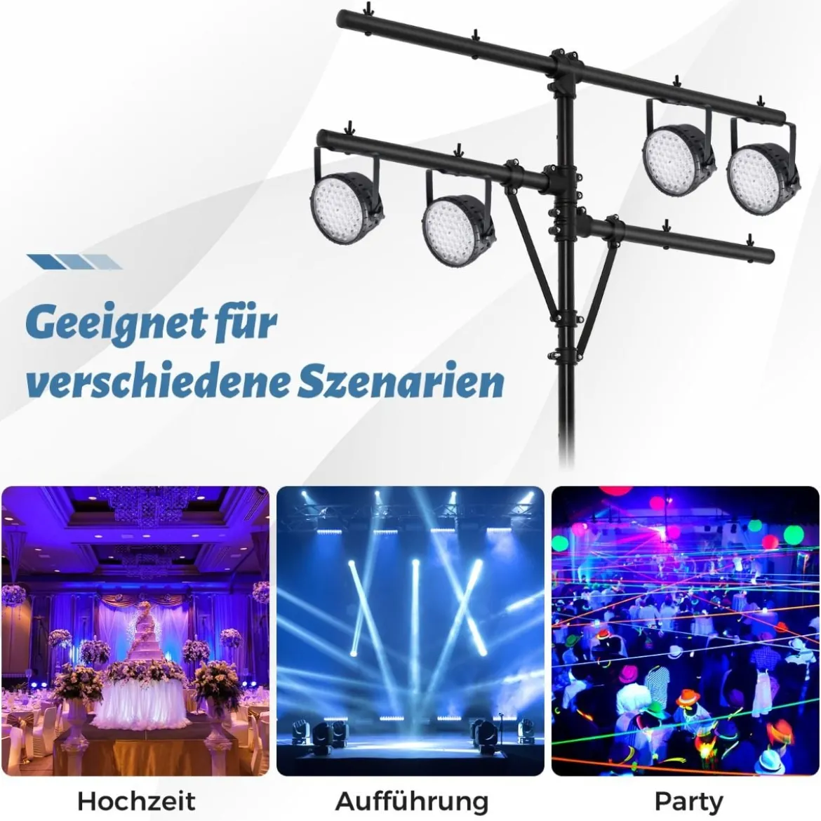 Lichtsaktiv mit robuster Basis tragbares Beleuchtungsativ mit T-Stange bis 45 kg Belastbar Schwarz