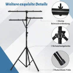 Lichtsaktiv mit robuster Basis tragbares Beleuchtungsativ mit T-Stange bis 45 kg Belastbar Schwarz