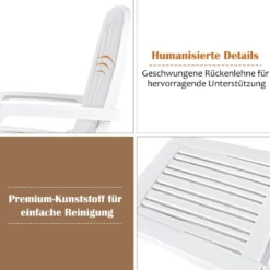 Liegestuhl für Draußen 5-Fach Verstellbare Sonnenliege Weiß