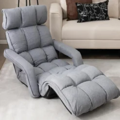 Liegestuhl Klappbares Schlafsofa mit 6 Verstellbaren Positionen 72 x 61 x 46,5 cm Grau