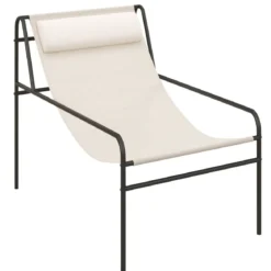Liegestuhl Loungesessel mit Abnehmbarer Kopfstütze 94 x 62 x 76 cm Beige