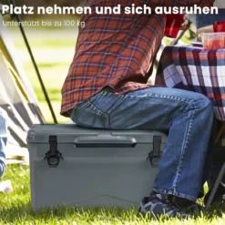 28L Isolierbox mit Flaschenöffner & Griff Tragbare Kühlbox Wärmebehälter für Camping Grau