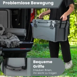 28L Isolierbox mit Flaschenöffner & Griff Tragbare Kühlbox Wärmebehälter für Camping Grau