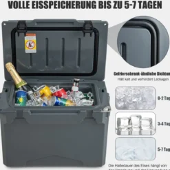 23L Isolierbox mit Flaschenöffner & Griff Tragbare Kühlbox Wärmebehälter für Camping Grau