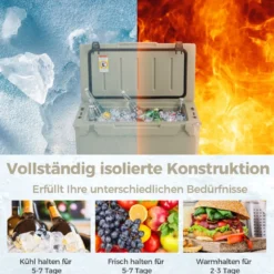47L Isolierbox mit Flaschenöffner & Griff Tragbare Kühlbox Wärmebehälter für Camping Kahki