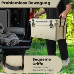 28L Isolierbox mit Flaschenöffner & Griff Tragbare Kühlbox Wärmebehälter für Camping Kahki