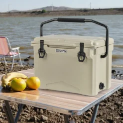 23L Isolierbox mit Flaschenöffner & Griff Tragbare Kühlbox Wärmebehälter für Camping Kahki