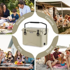23L Isolierbox mit Flaschenöffner & Griff Tragbare Kühlbox Wärmebehälter für Camping Kahki